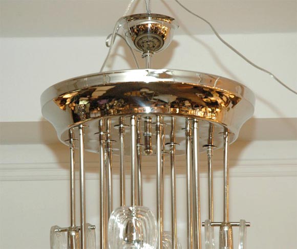 Mid-20th Century Italian Murano Glass Disk Chandelier For Sale